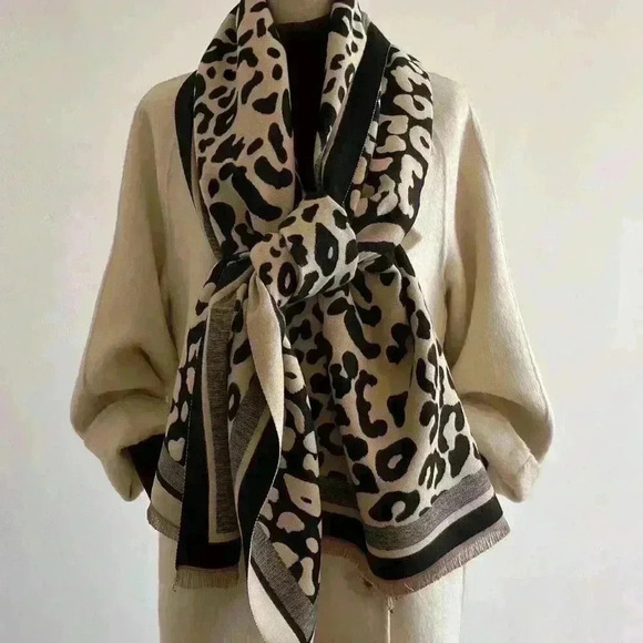 Multicolor Casual Women's Boho Double-Sided Leopard Print Jacquard Imitation Cas - Picture 3 of 4